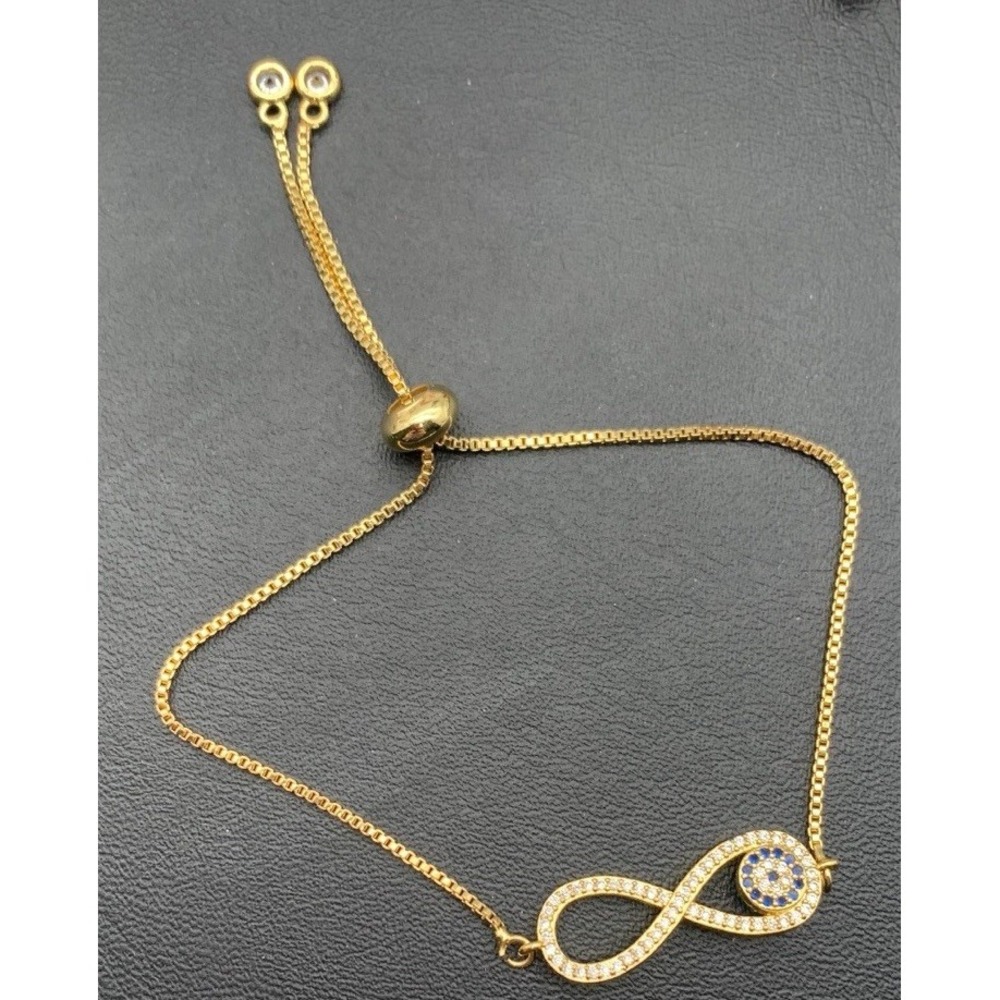 Gold Tone Bolo Adjustable Style Bracelet‎ With Infinity Sparkly Symbol
